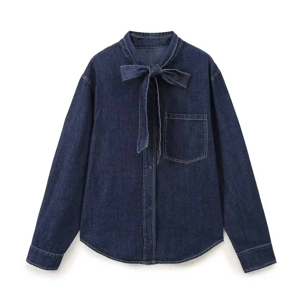 Women's Blouse Long Sleeve Blouses Bowknot Simple Style Solid Color display picture 1