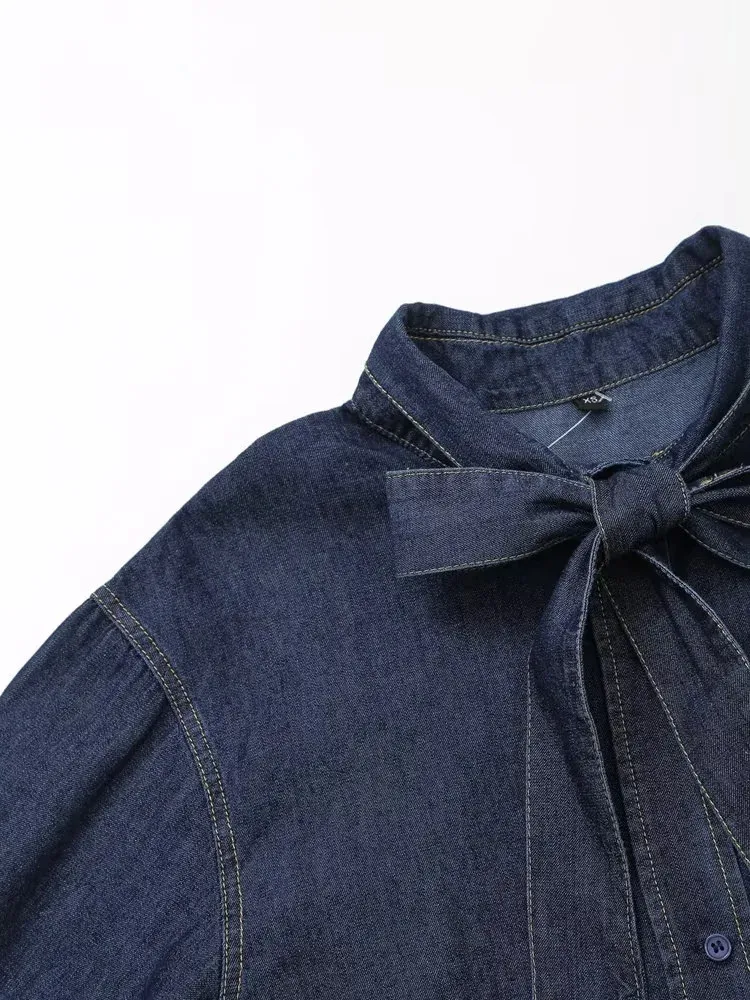 Women's Blouse Long Sleeve Blouses Bowknot Simple Style Solid Color display picture 2