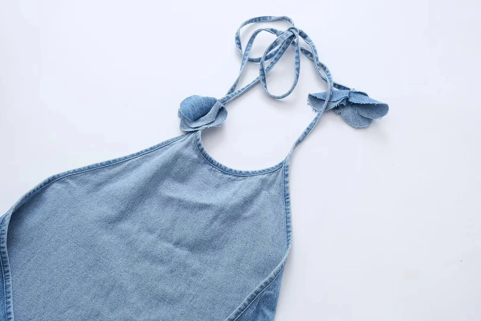 Women's Denim Dress Simple Style Halter Neck Backless Sleeveless Solid Color Maxi Long Dress Casual Daily display picture 4