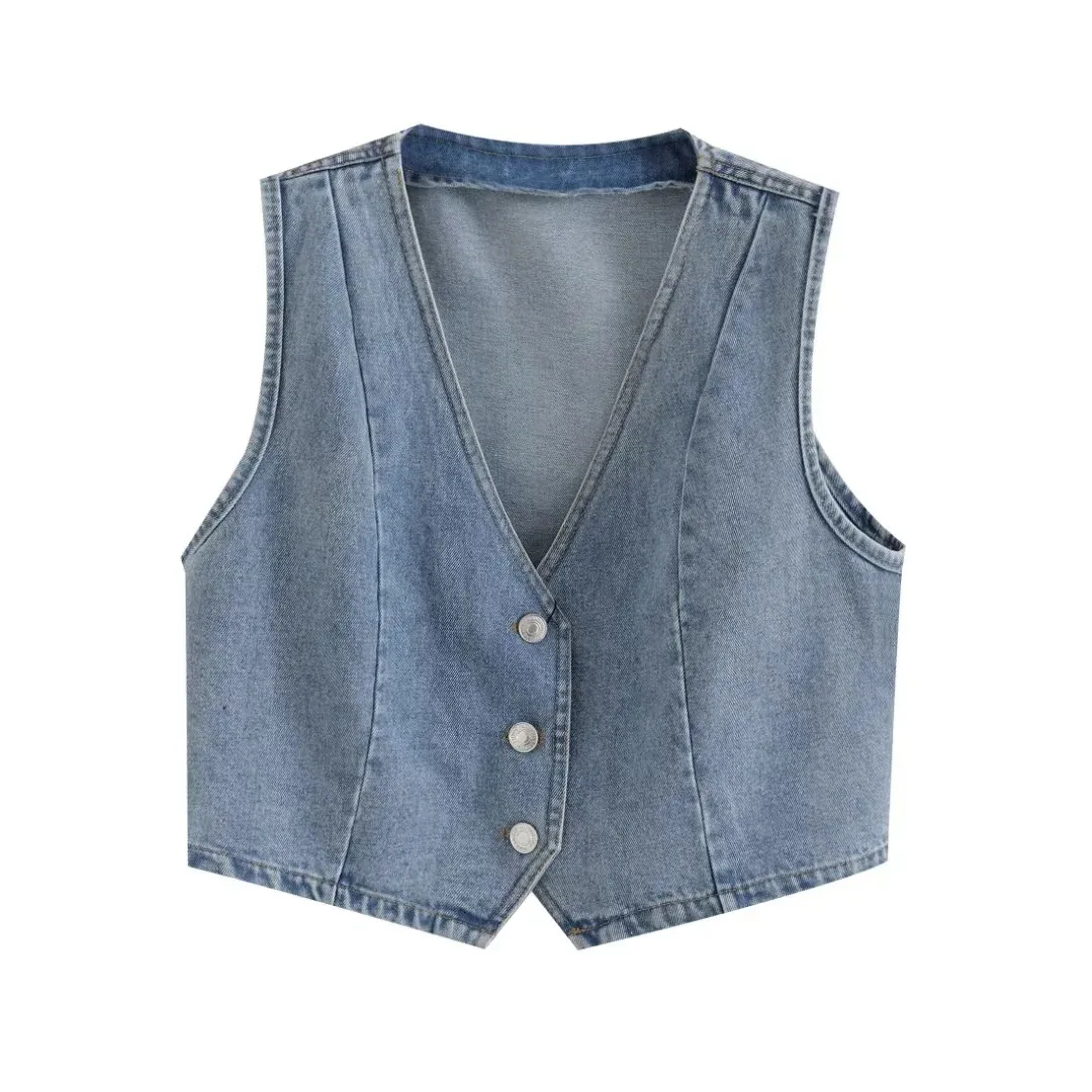 Women's Vest Sleeveless Blazers Washed Simple Style Solid Color display picture 1