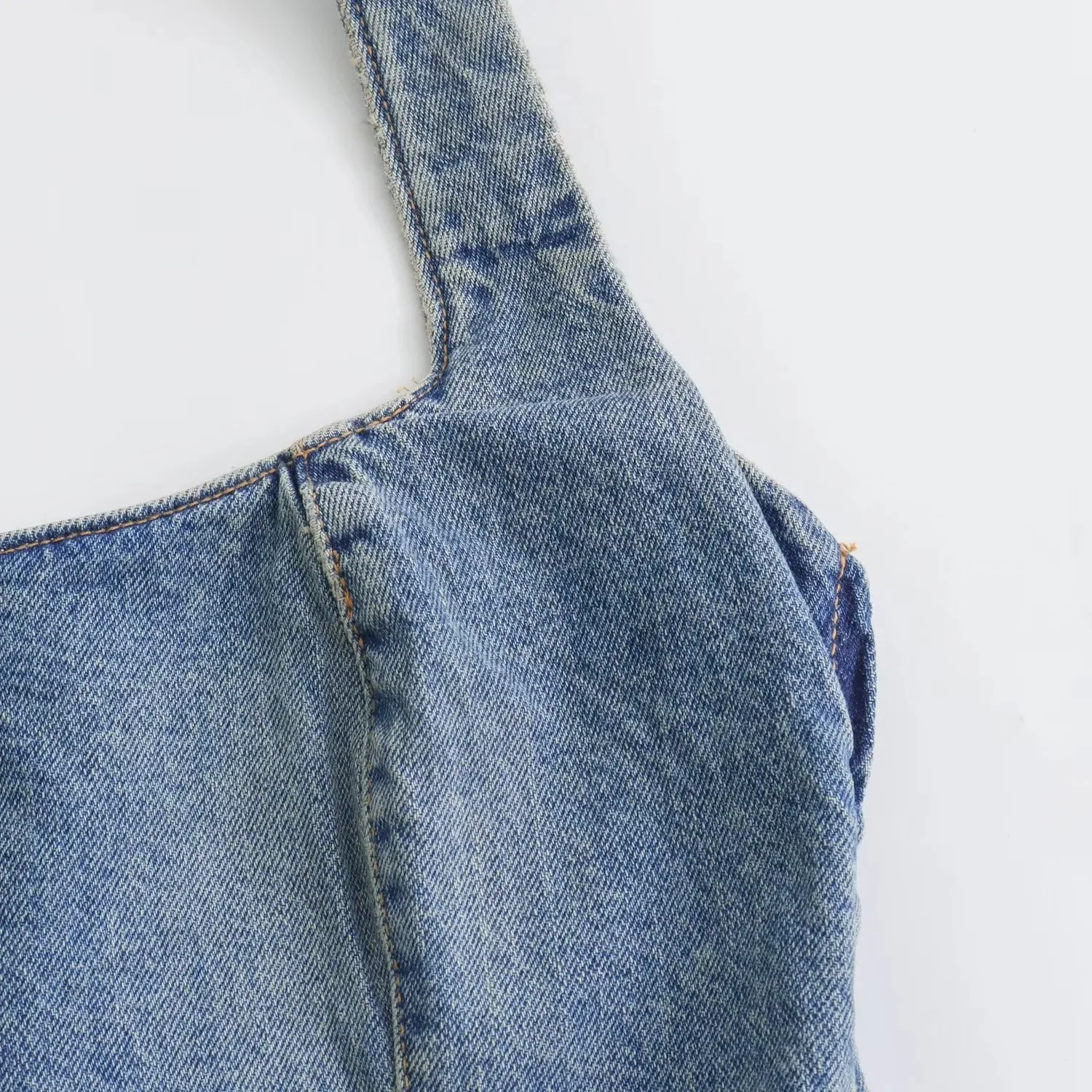 Women's Denim Dress Simple Style Halter Neck Sleeveless Solid Color Above Knee Casual Holiday Daily display picture 7