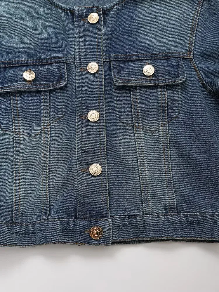 Casual Holiday Daily Women's Simple Style Color Block Denim Pants Sets Shorts Sets display picture 6