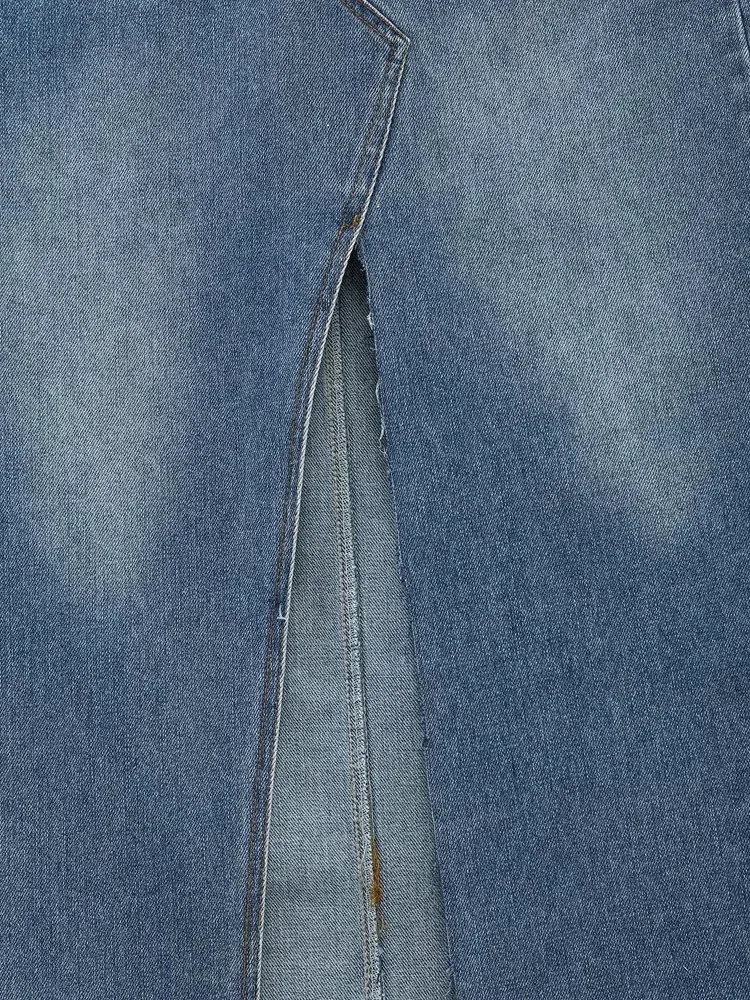 Women's Denim Skirt Simple Style Slit Solid Color Maxi Long Dress Casual Daily display picture 3