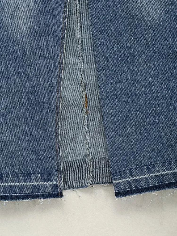 Women's Denim Skirt Simple Style Slit Solid Color Maxi Long Dress Casual Daily display picture 4