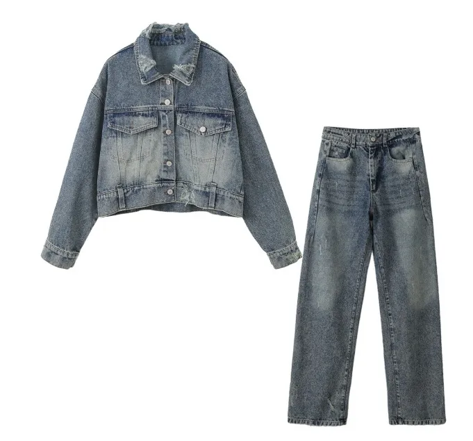 Casual Daily Women's Vintage Style Streetwear Color Block Denim Pants Sets Shorts Sets display picture 1