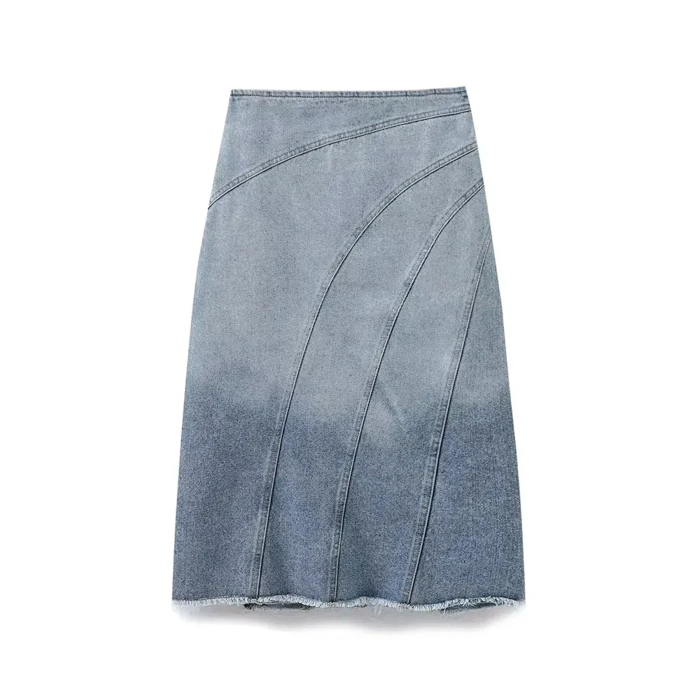 Casual Holiday Daily Women's Simple Style Color Block Denim Slit Skirt Sets Shorts Sets display picture 4