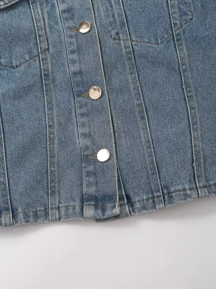 Casual Holiday Daily Women's Simple Style Color Block Denim Slit Skirt Sets Shorts Sets display picture 12