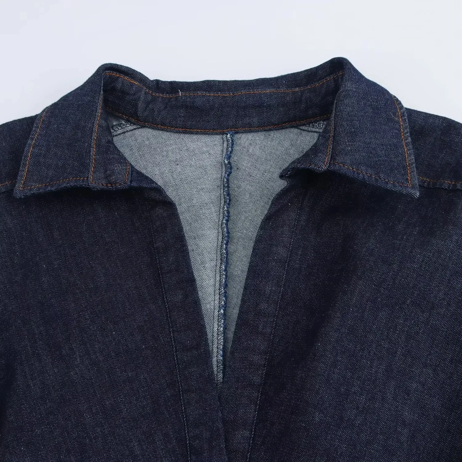 Women's Denim Dress Simple Style Shirt Collar Button Long Sleeve Solid Color Midi Dress Casual Holiday Daily display picture 3