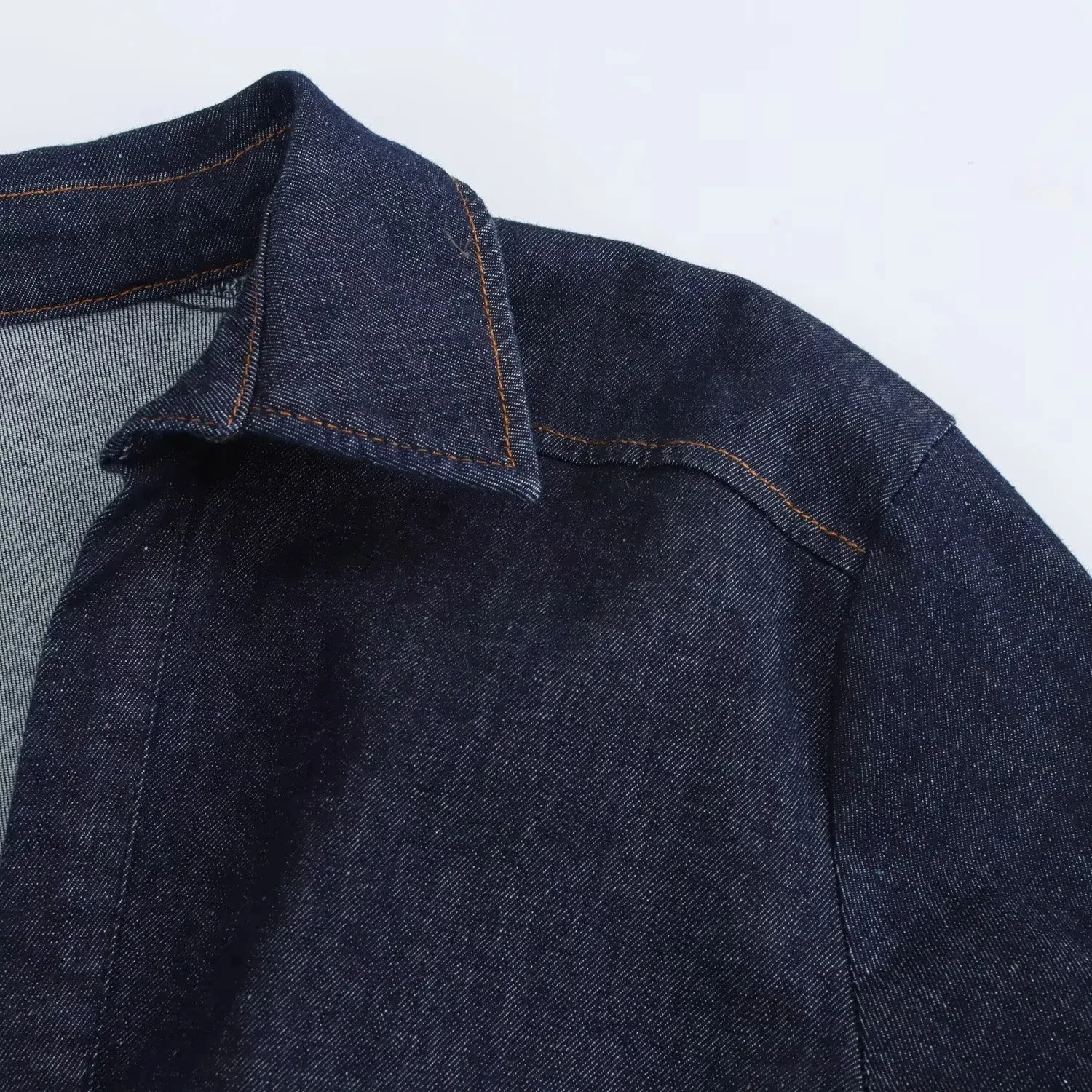 Women's Denim Dress Simple Style Shirt Collar Button Long Sleeve Solid Color Midi Dress Casual Holiday Daily display picture 4