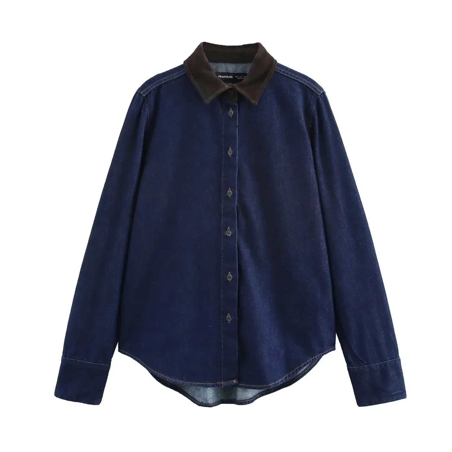 Women's Blouse Long Sleeve Blouses Contrast Collar Vintage Style Color Block display picture 1