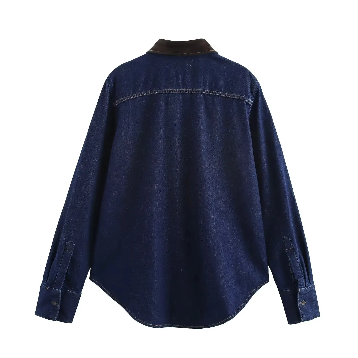 Women's Blouse Long Sleeve Blouses Contrast Collar Vintage Style Color Block display picture 2