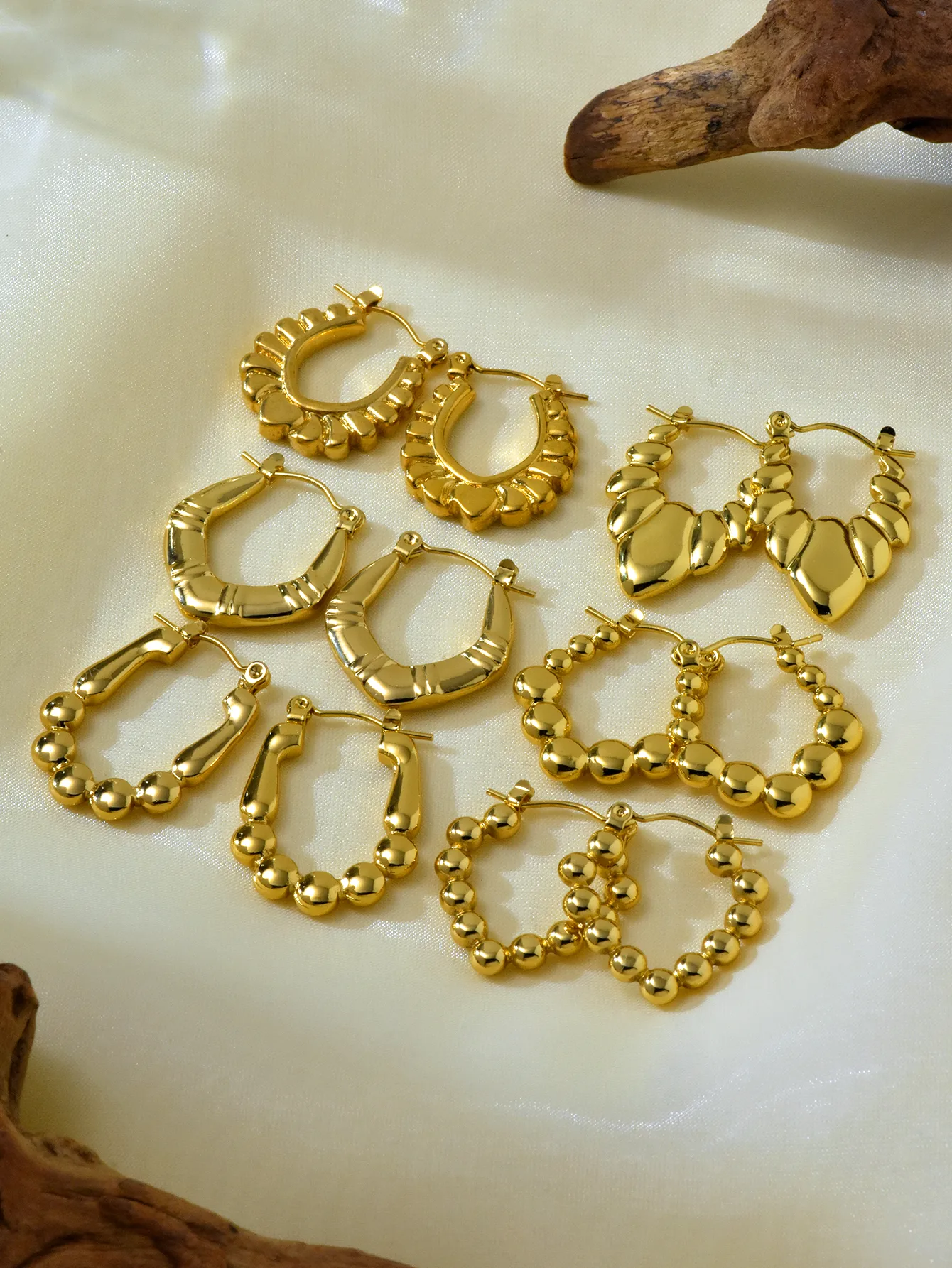 1 Set 1 Pair Elegant Irregular Irregular 304 Stainless Steel 18K Gold Plated Earrings display picture 2