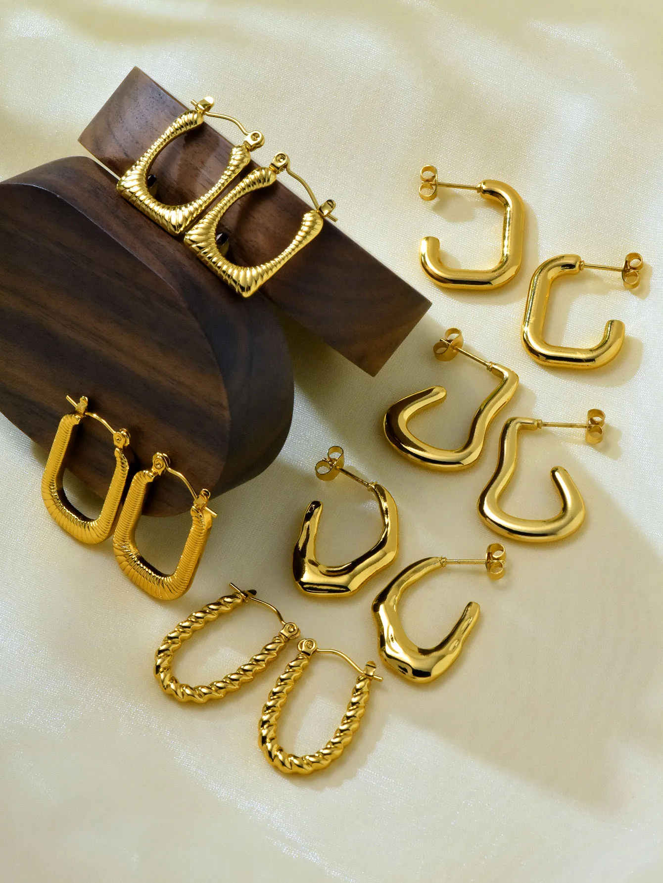 1 Set 1 Pair Elegant Irregular 304 Stainless Steel Earrings display picture 2