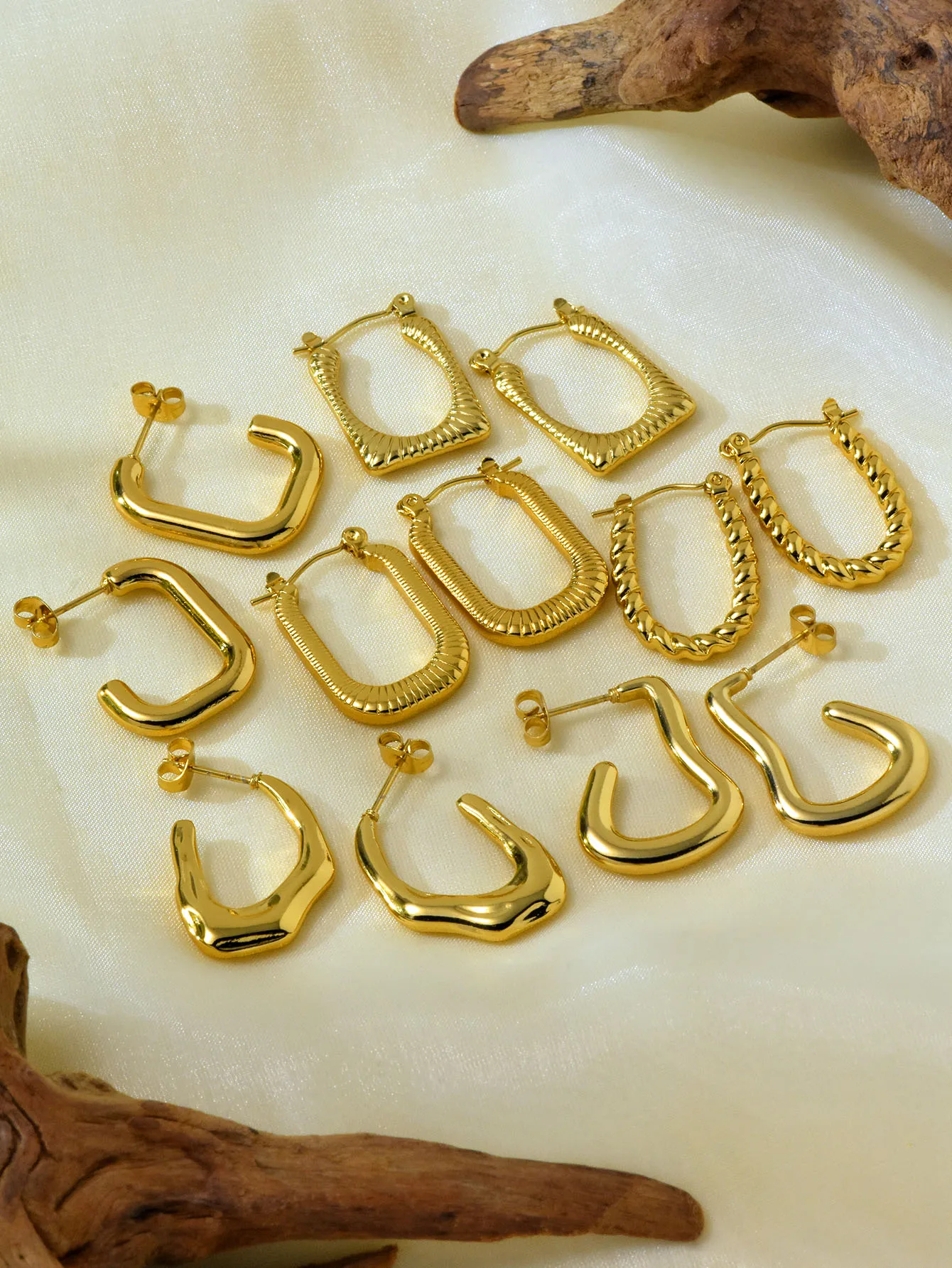 1 Set 1 Pair Elegant Irregular 304 Stainless Steel Earrings display picture 4