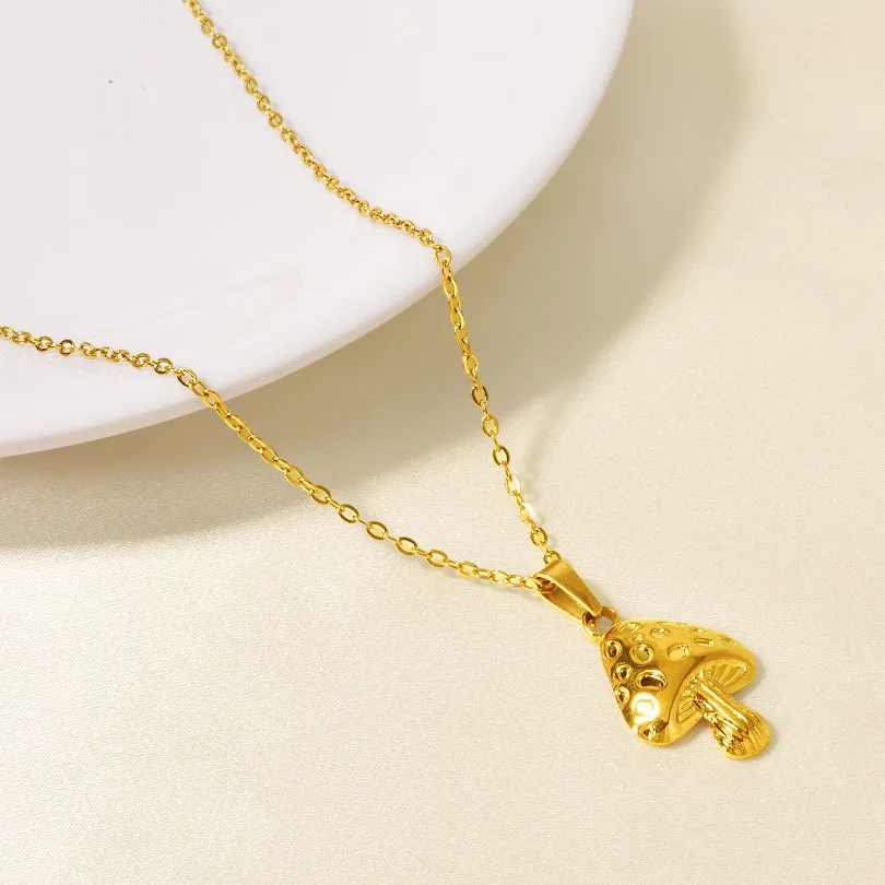 Vacation Simple Style Mushroom 304 Stainless Steel Plating Women's Pendant Necklace display picture 3