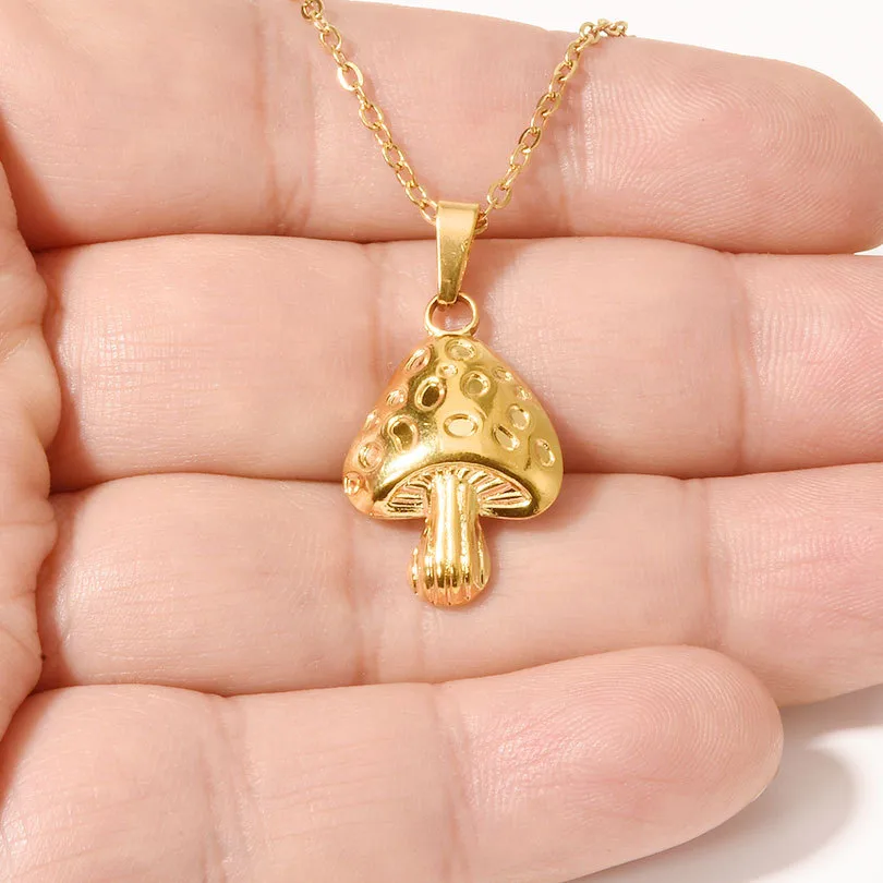 Vacation Simple Style Mushroom 304 Stainless Steel Plating Women's Pendant Necklace display picture 1