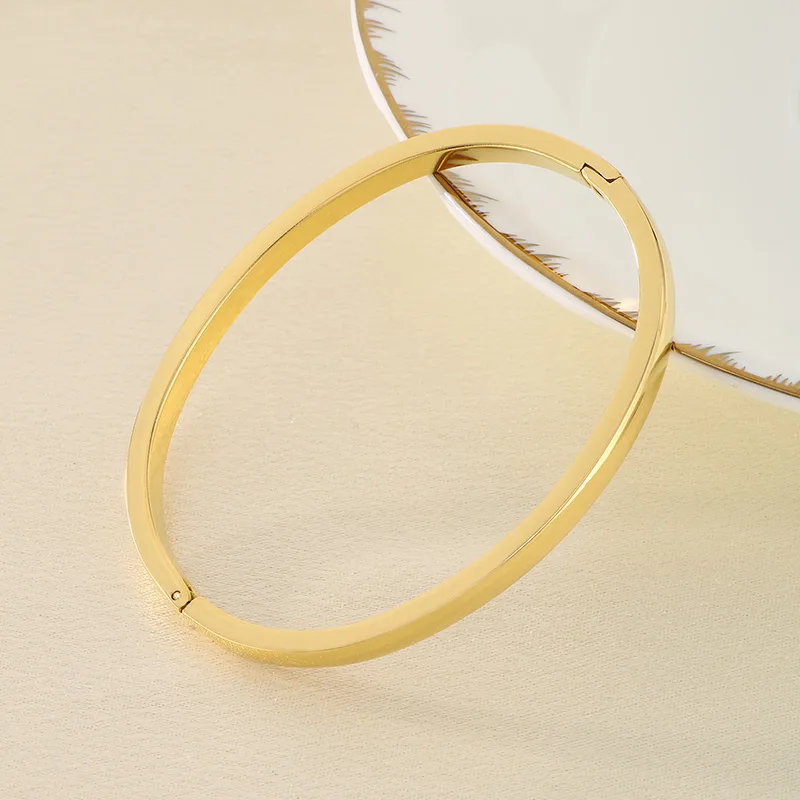 Simple Style Oval 304 Stainless Steel 18K Gold Plated Women's Bangle display picture 9