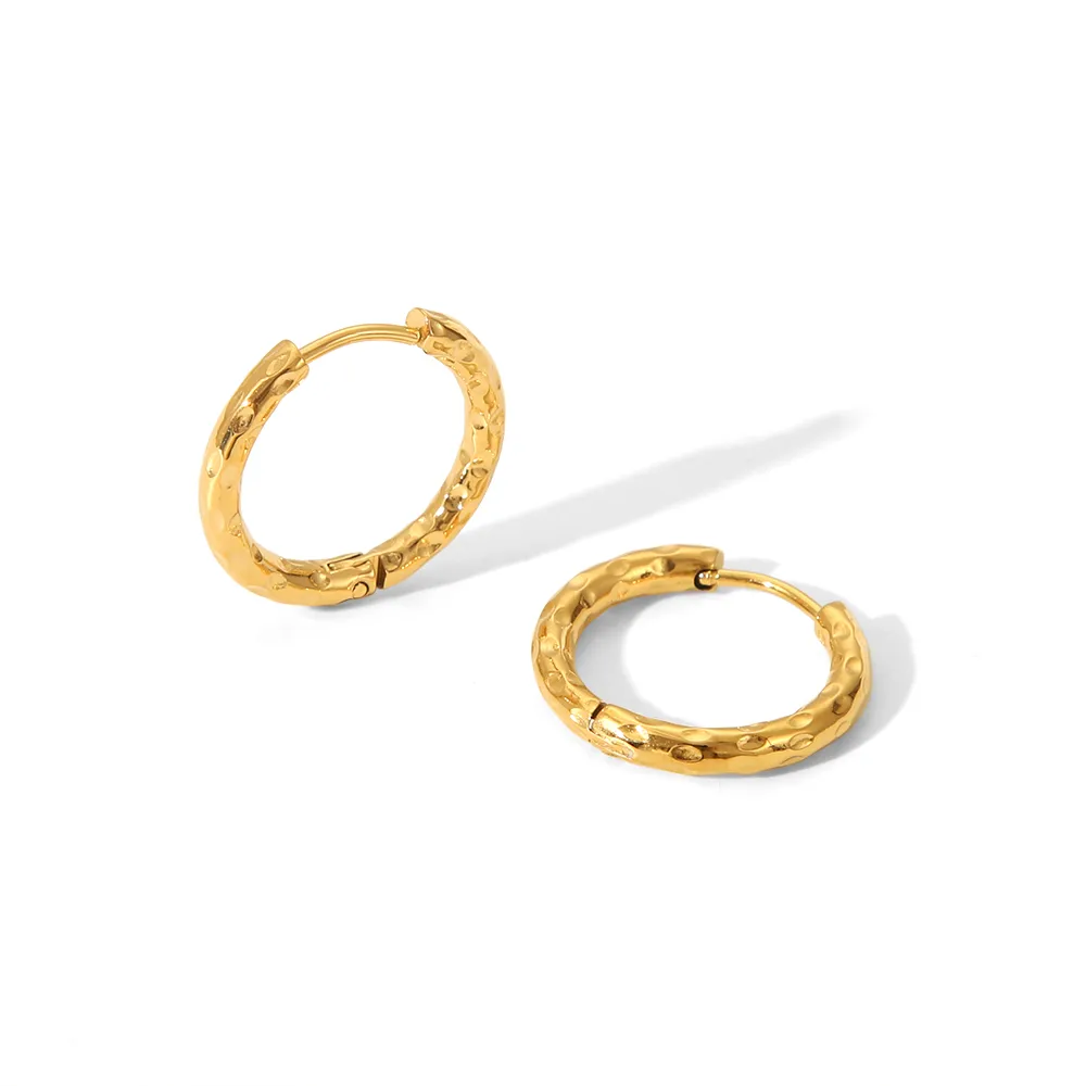 1 Pair Elegant Vacation Simple Style Geometric Irregular Polishing 304 Stainless Steel 18K Gold Plated Hoop Earrings display picture 5