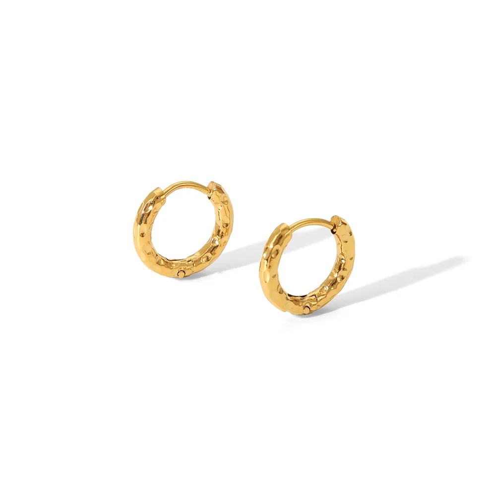 1 Pair Elegant Vacation Simple Style Geometric Irregular Polishing 304 Stainless Steel 18K Gold Plated Hoop Earrings display picture 1