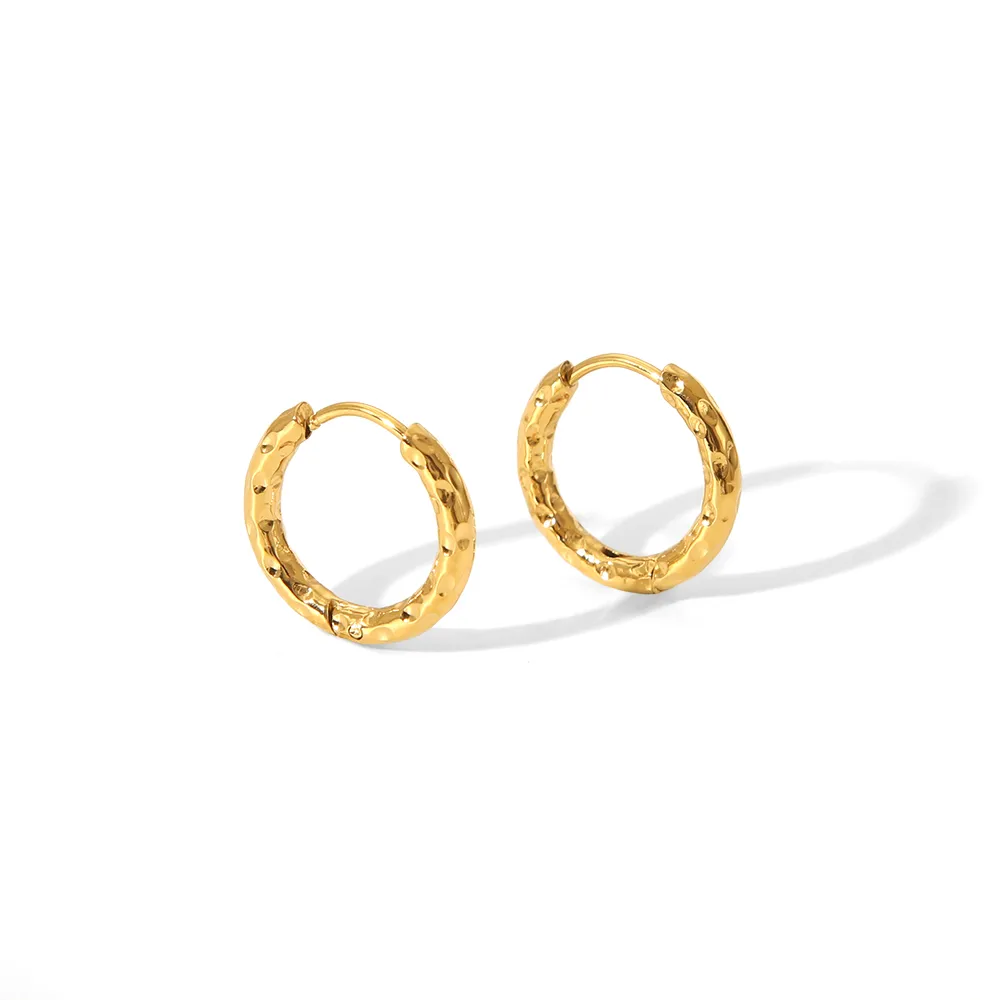 1 Pair Elegant Vacation Simple Style Geometric Irregular Polishing 304 Stainless Steel 18K Gold Plated Hoop Earrings display picture 2