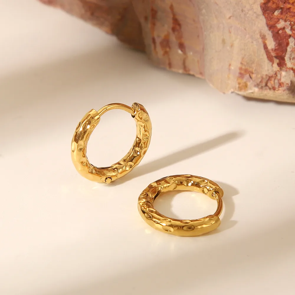 1 Pair Elegant Vacation Simple Style Geometric Irregular Polishing 304 Stainless Steel 18K Gold Plated Hoop Earrings display picture 9