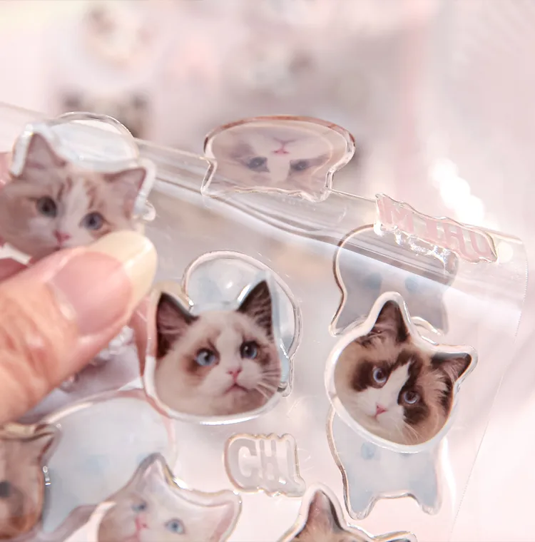 3 Sheets Per Pack Cat Learning School PVC Paper Cute Stickers display picture 10