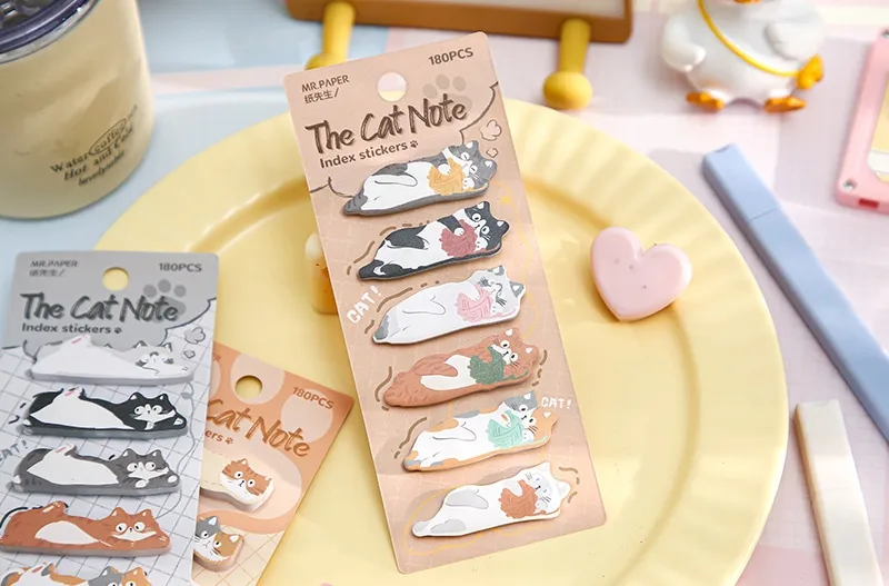 180 Pieces Per Pack Cat Class Learning Paper Cute Sticky Note display picture 2