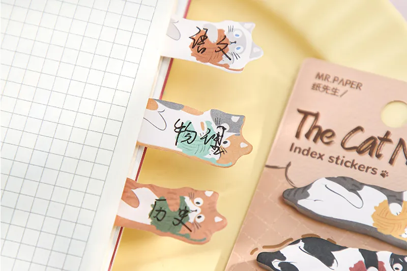 180 Pieces Per Pack Cat Class Learning Paper Cute Sticky Note display picture 4
