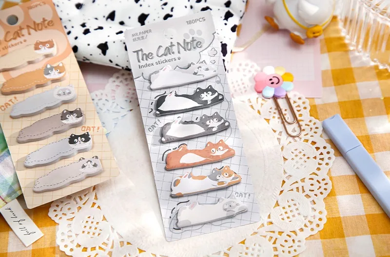 180 Pieces Per Pack Cat Class Learning Paper Cute Sticky Note display picture 7