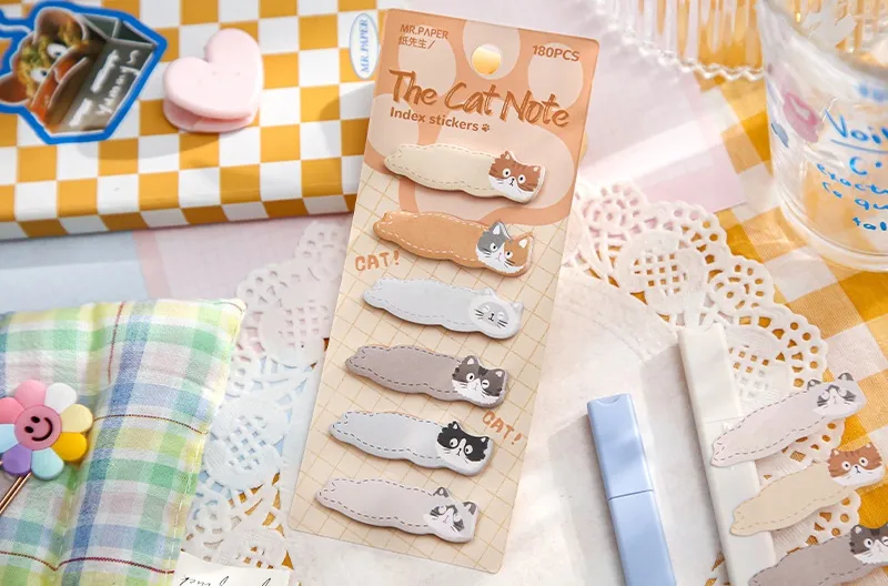180 Pieces Per Pack Cat Class Learning Paper Cute Sticky Note display picture 12