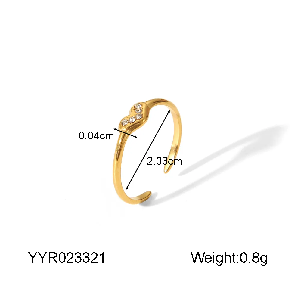 IG Style Marine Style Starfish Swirl Pattern Heart Shape 304 Stainless Steel Natural Stone Asymmetrical Natural Stone 18K Gold Plated Women's Open Rings display picture 2
