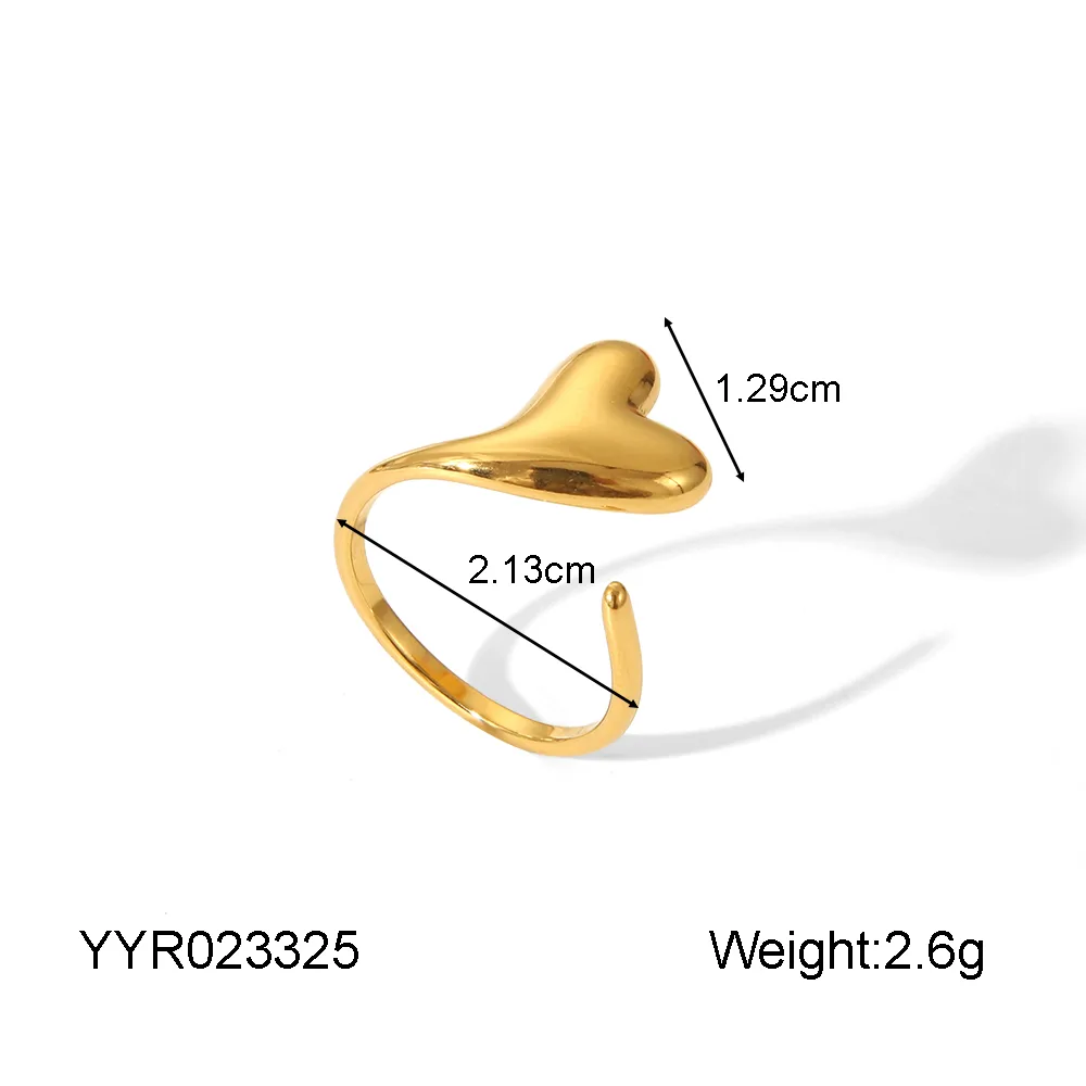 IG Style Marine Style Starfish Swirl Pattern Heart Shape 304 Stainless Steel Natural Stone Asymmetrical Natural Stone 18K Gold Plated Women's Open Rings display picture 6