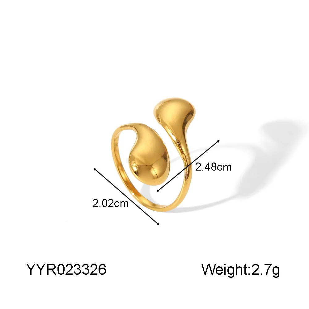 IG Style Marine Style Starfish Swirl Pattern Heart Shape 304 Stainless Steel Natural Stone Asymmetrical Natural Stone 18K Gold Plated Women's Open Rings display picture 7