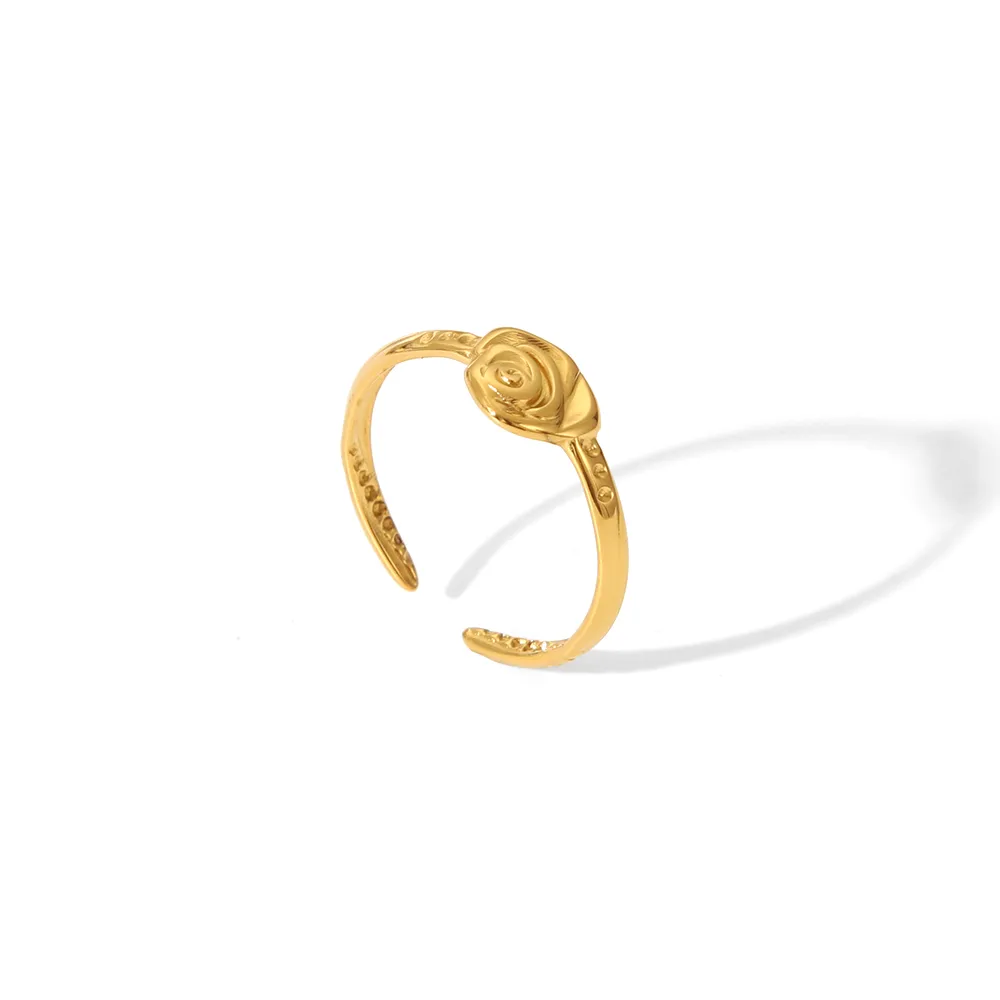 IG Style Marine Style Starfish Swirl Pattern Heart Shape 304 Stainless Steel Natural Stone Asymmetrical Natural Stone 18K Gold Plated Women's Open Rings display picture 12