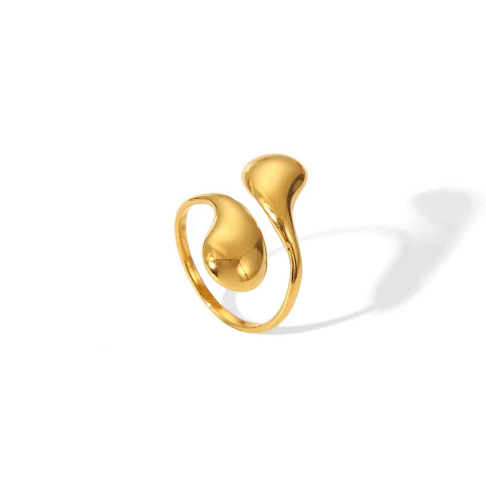 IG Style Marine Style Starfish Swirl Pattern Heart Shape 304 Stainless Steel Natural Stone Asymmetrical Natural Stone 18K Gold Plated Women's Open Rings display picture 17