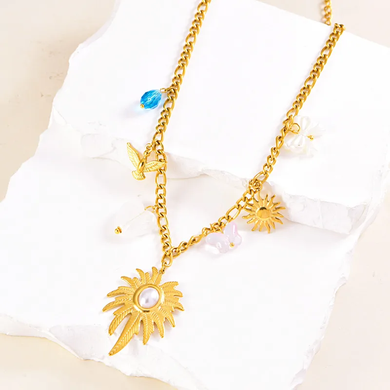Retro Flower Bow Knot 304 Stainless Steel Women's Necklace display picture 4