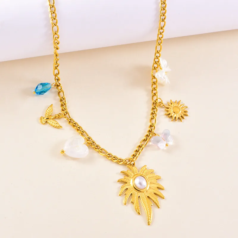 Retro Flower Bow Knot 304 Stainless Steel Women's Necklace display picture 3