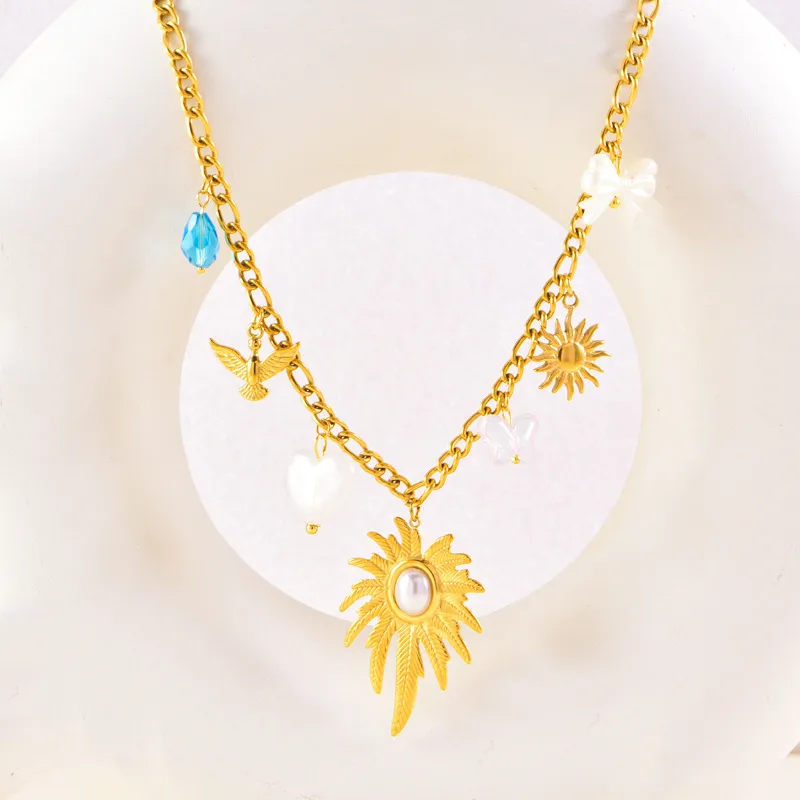 Retro Flower Bow Knot 304 Stainless Steel Women's Necklace display picture 5