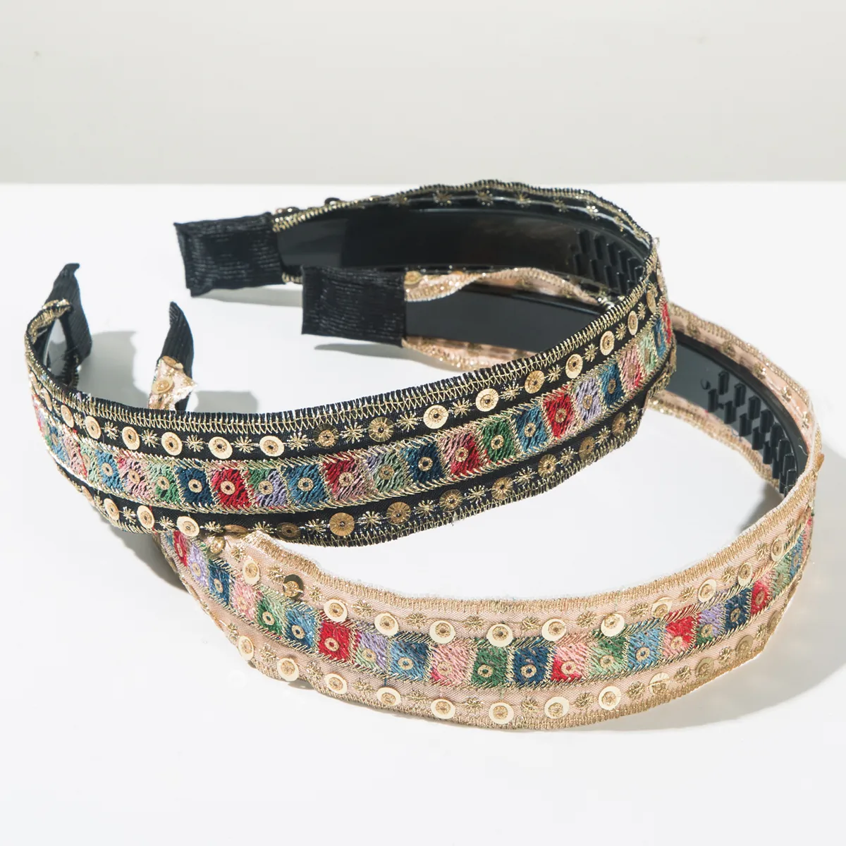 Women's Retro Geometric Color Block Cloth Embroidery Hair Band display picture 7