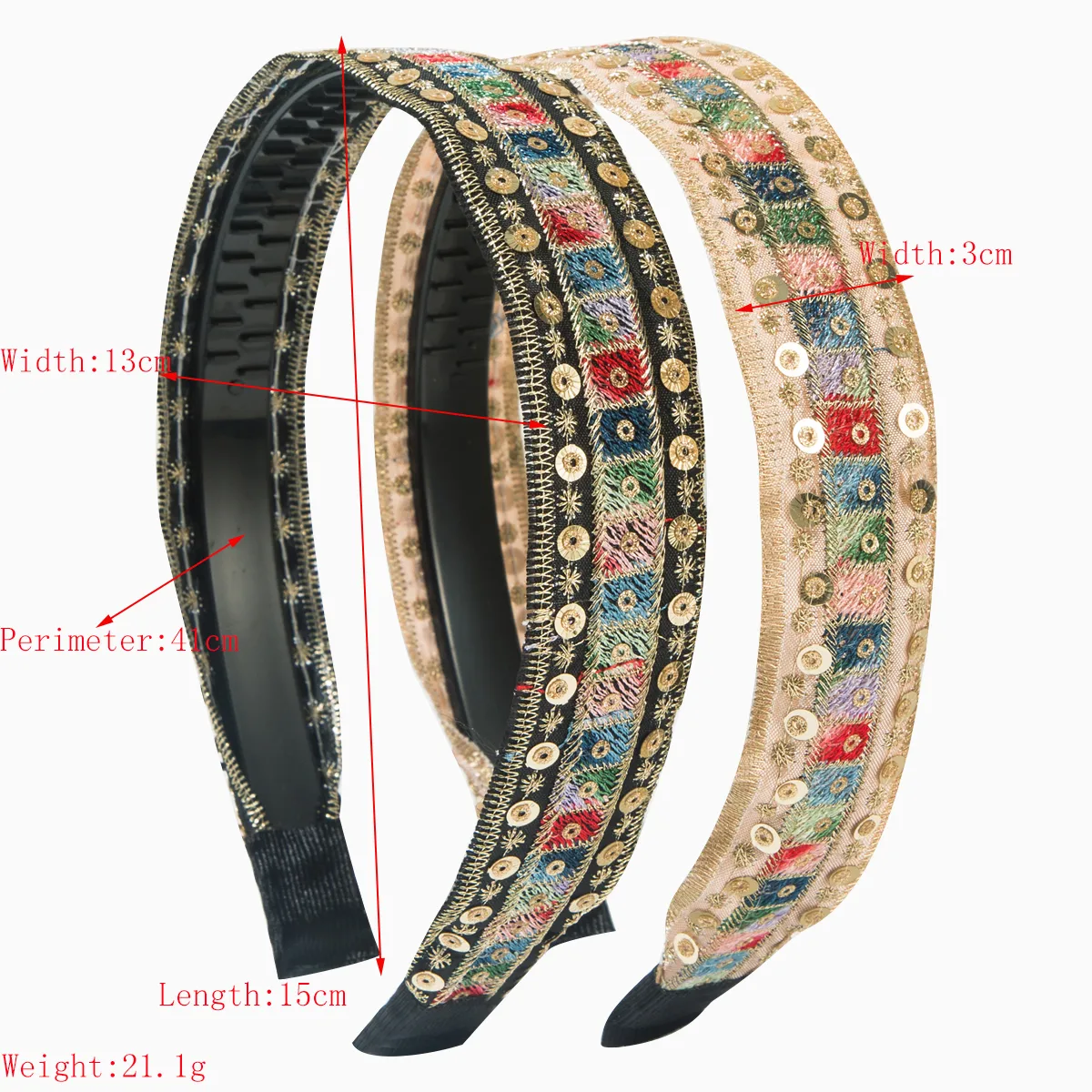Women's Retro Geometric Color Block Cloth Embroidery Hair Band display picture 1