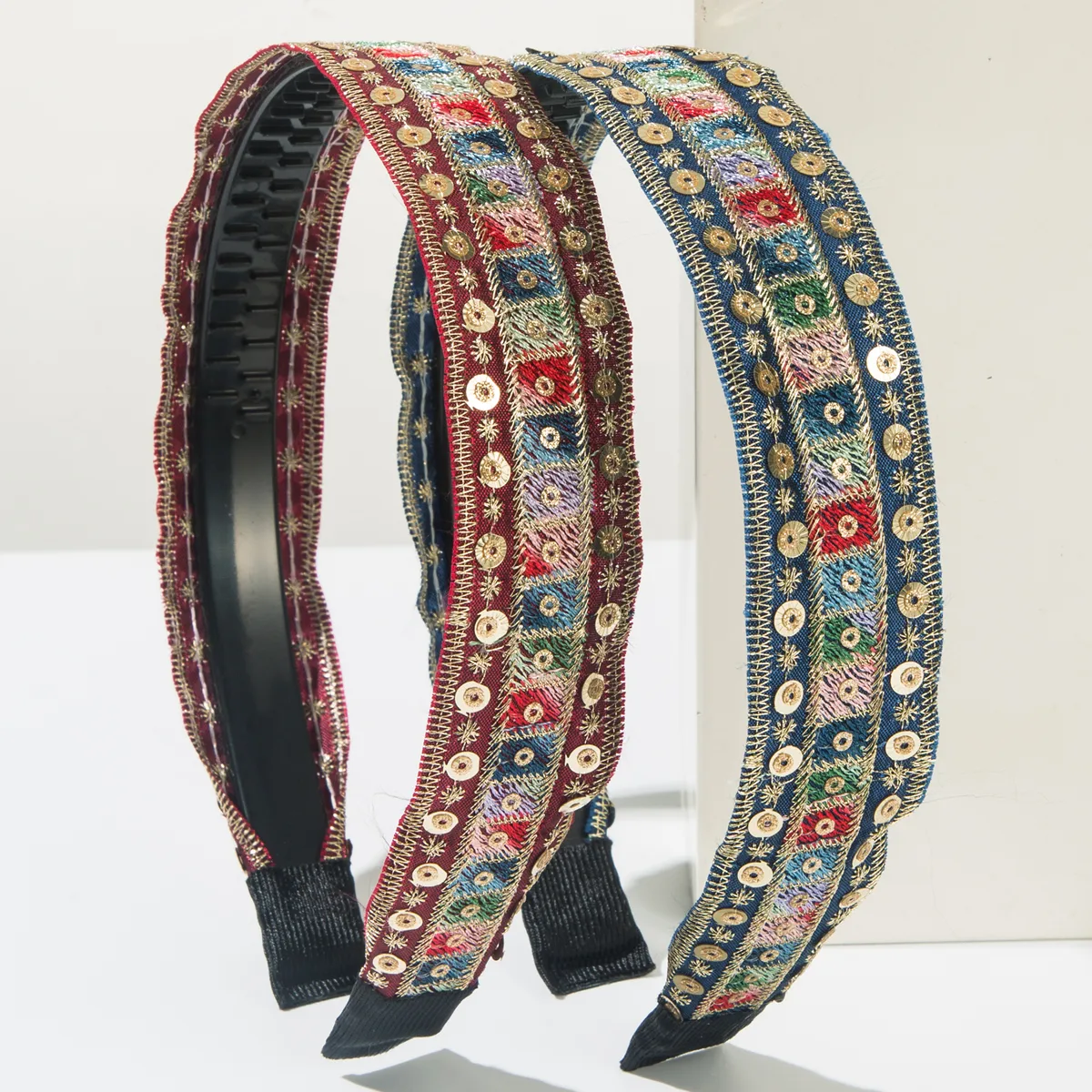 Women's Retro Geometric Color Block Cloth Embroidery Hair Band display picture 2