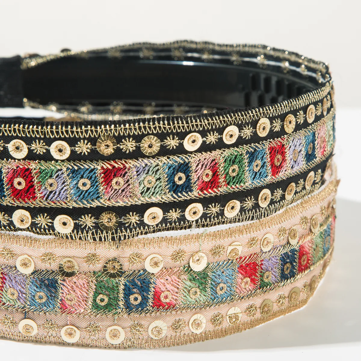 Women's Retro Geometric Color Block Cloth Embroidery Hair Band display picture 5