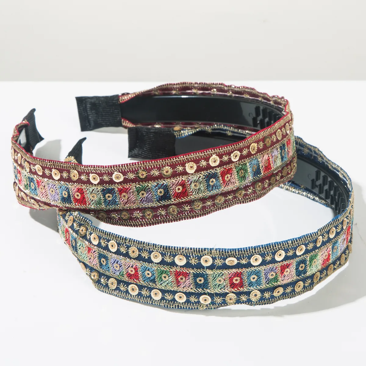 Women's Retro Geometric Color Block Cloth Embroidery Hair Band display picture 6