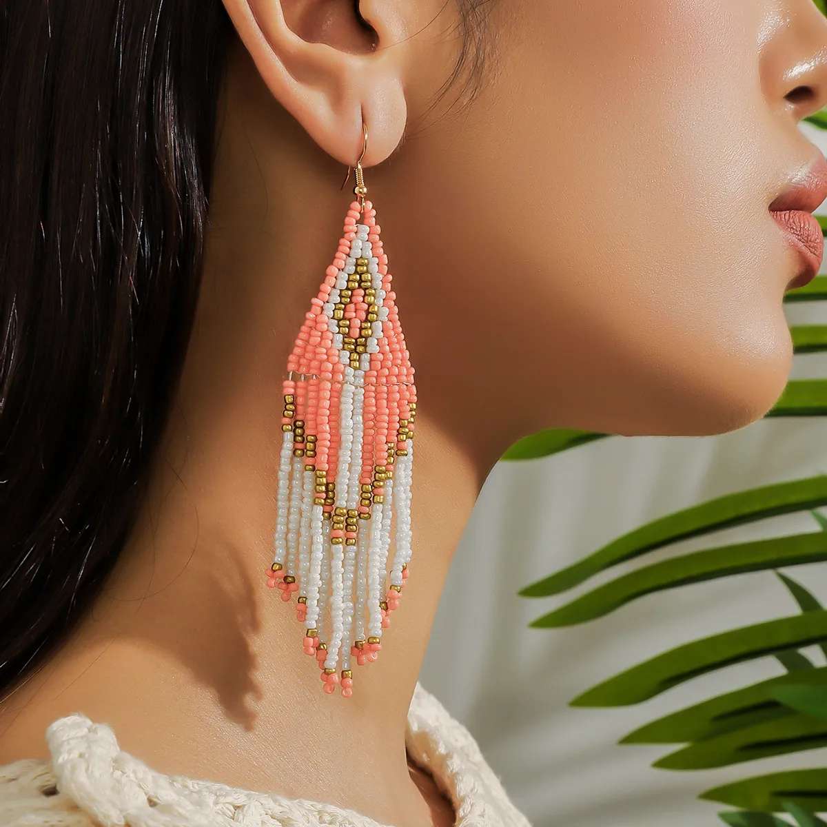 1 Pair Ethnic Style Bohemian Colorful Seed Bead Drop Earrings display picture 8