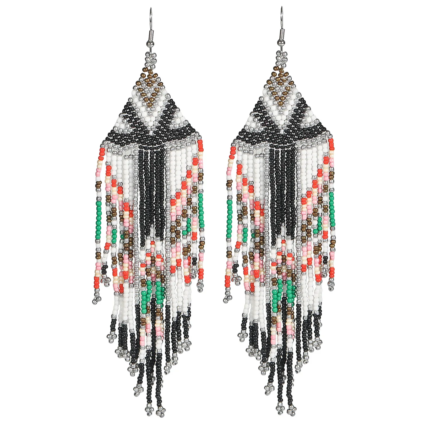 1 Pair Retro Classic Style Colorful Seed Bead Drop Earrings display picture 9