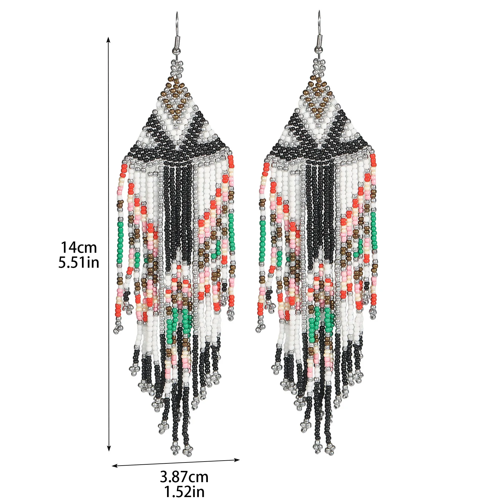 1 Pair Retro Classic Style Colorful Seed Bead Drop Earrings display picture 10