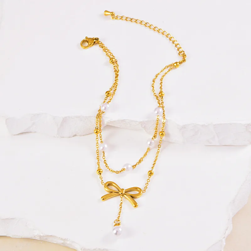 Casual Vacation Bow Knot 304 Stainless Steel Women's Anklet display picture 3