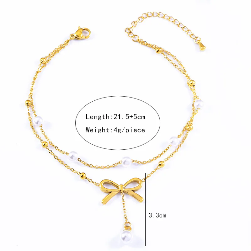 Casual Vacation Bow Knot 304 Stainless Steel Women's Anklet display picture 1