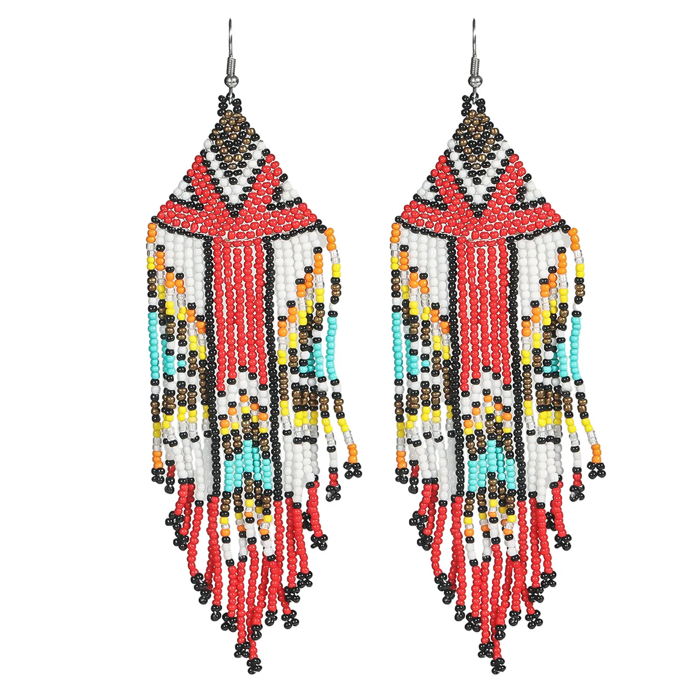 1 Pair Retro Classic Style Colorful Seed Bead Drop Earrings display picture 5