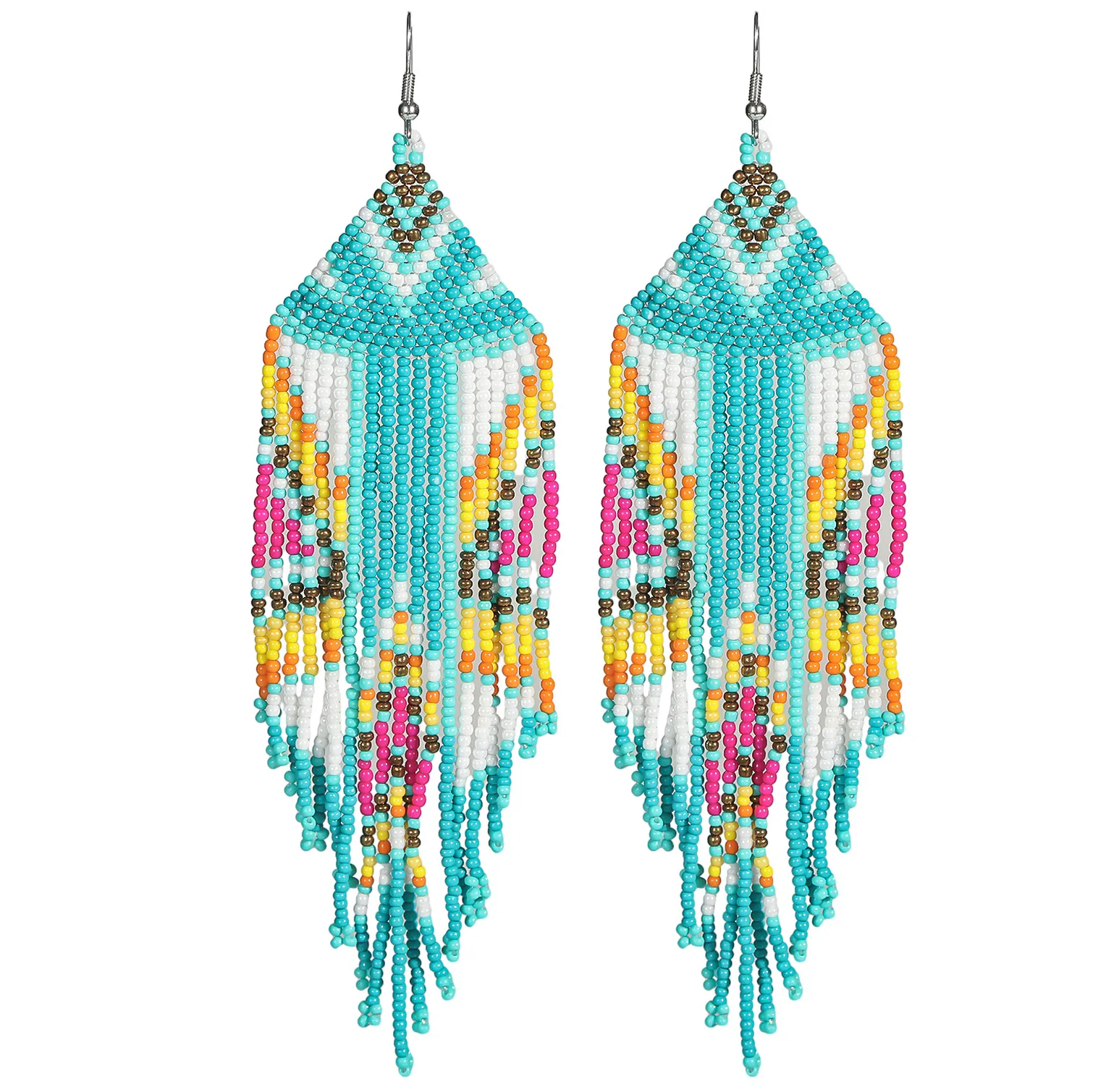 1 Pair Retro Classic Style Colorful Seed Bead Drop Earrings display picture 4